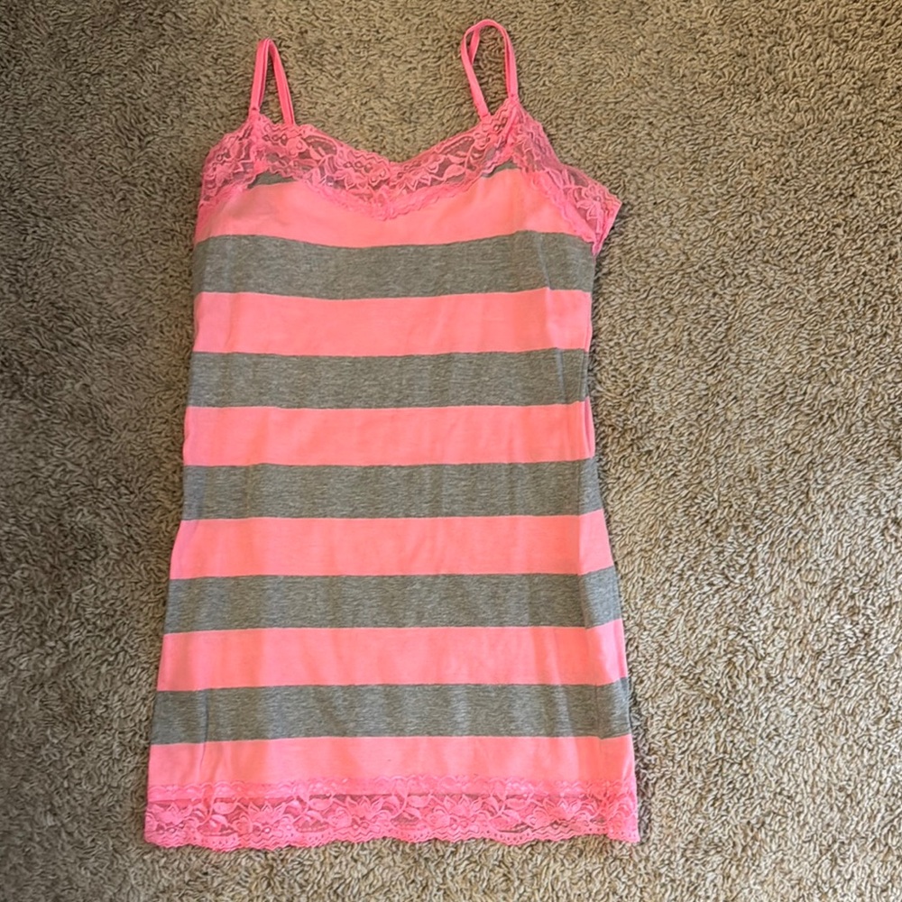 Pink and Gray Striped Camisole